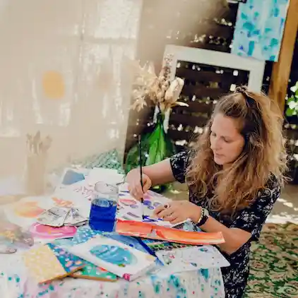 Rosa Chiara, the illustrator in her studio Rosa Chiara, the illustrator in her studio